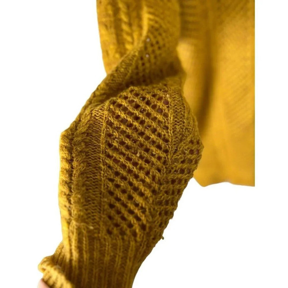 John + Jenn Yellow Open Knit Long Sweater Acrylic Size Medium Crewneck Women’s - Picture 6 of 6